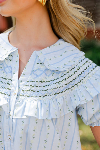 Floral Stripe Peter Pan Stitch Dress