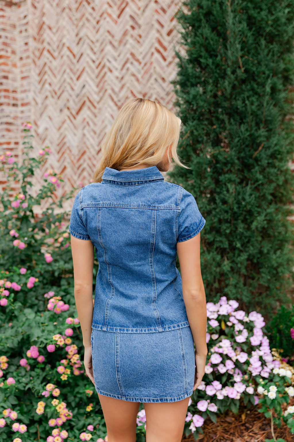 Denim Button Up Top & Skirt Set