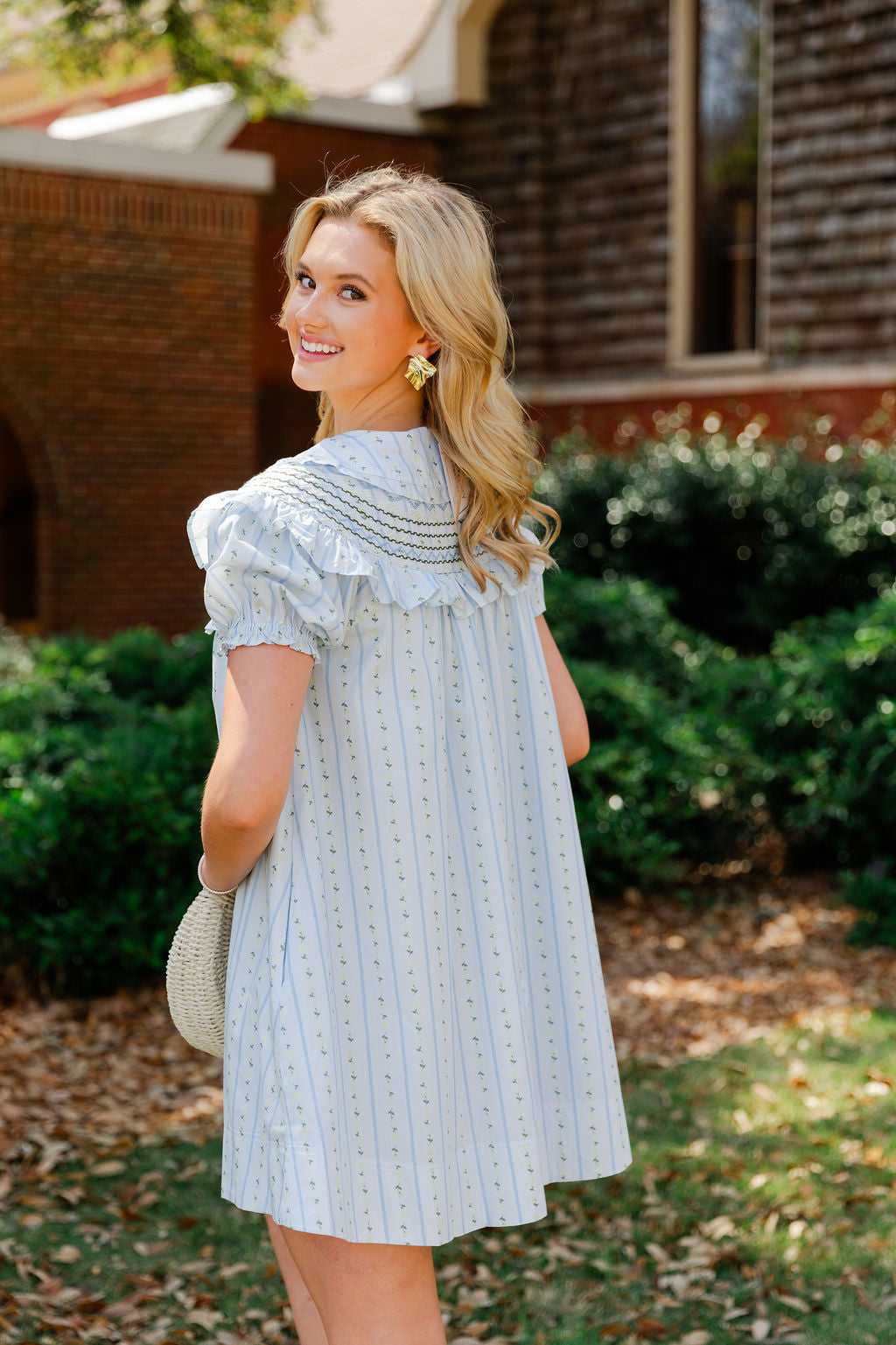 Floral Stripe Peter Pan Stitch Dress