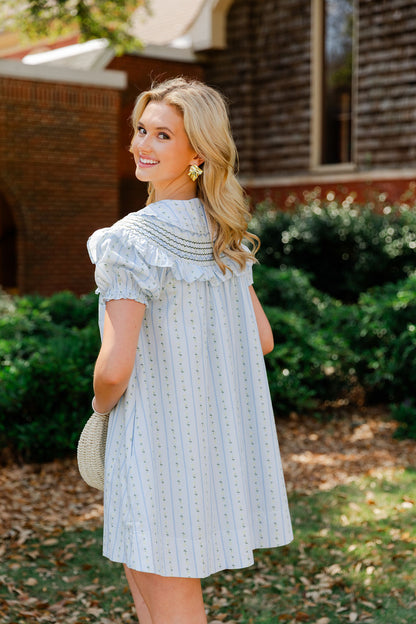 Floral Stripe Peter Pan Stitch Dress