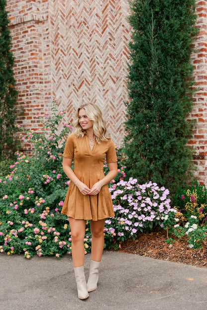 Kenya Fit & Flare Suede Dress