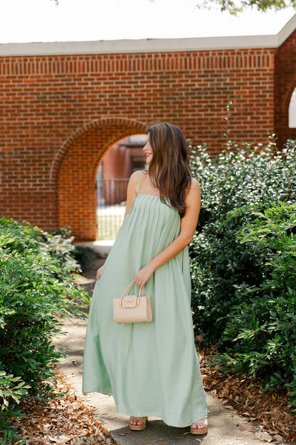 Pleated Spaghetti Strap Maxi Dress