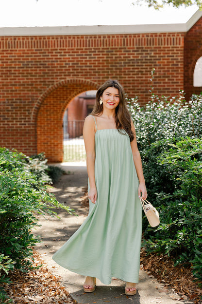 Pleated Spaghetti Strap Maxi Dress