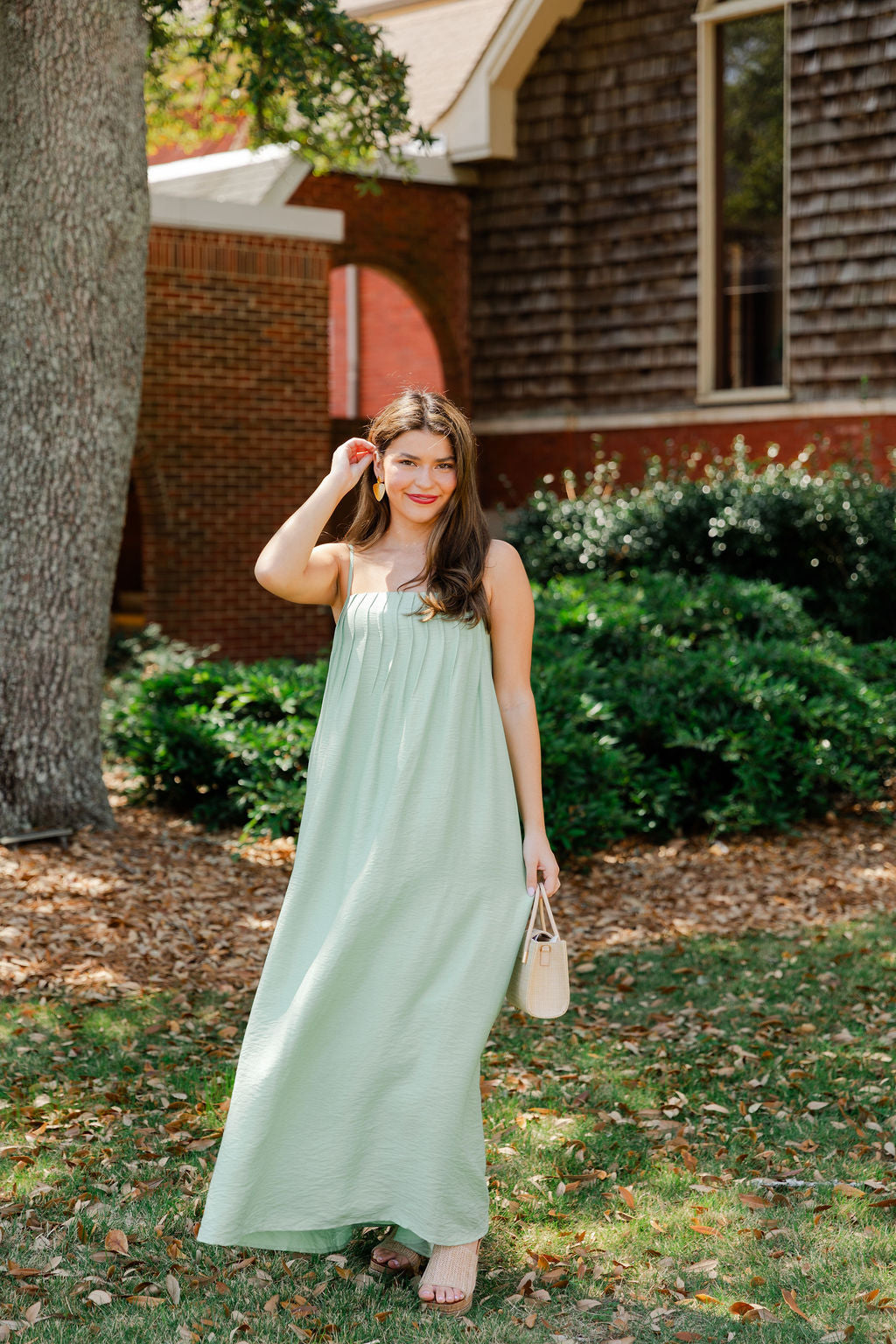 Pleated Spaghetti Strap Maxi Dress