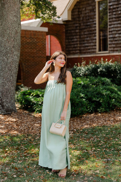 Pleated Spaghetti Strap Maxi Dress
