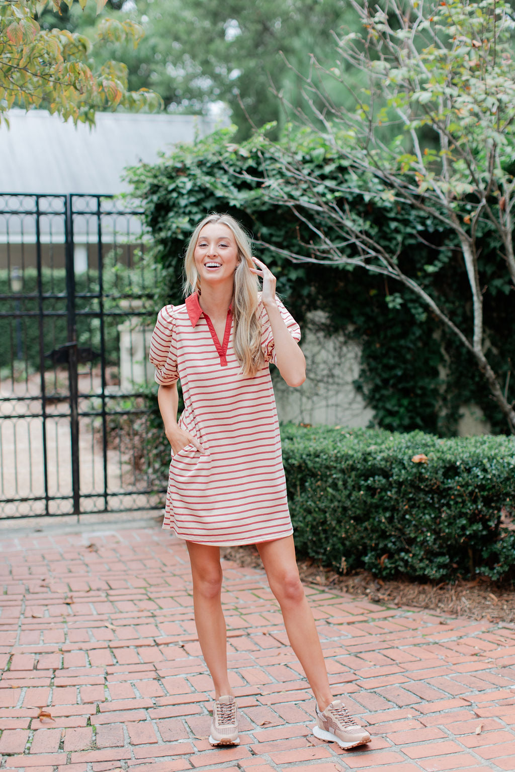 COLLARED STRIPE DRESS