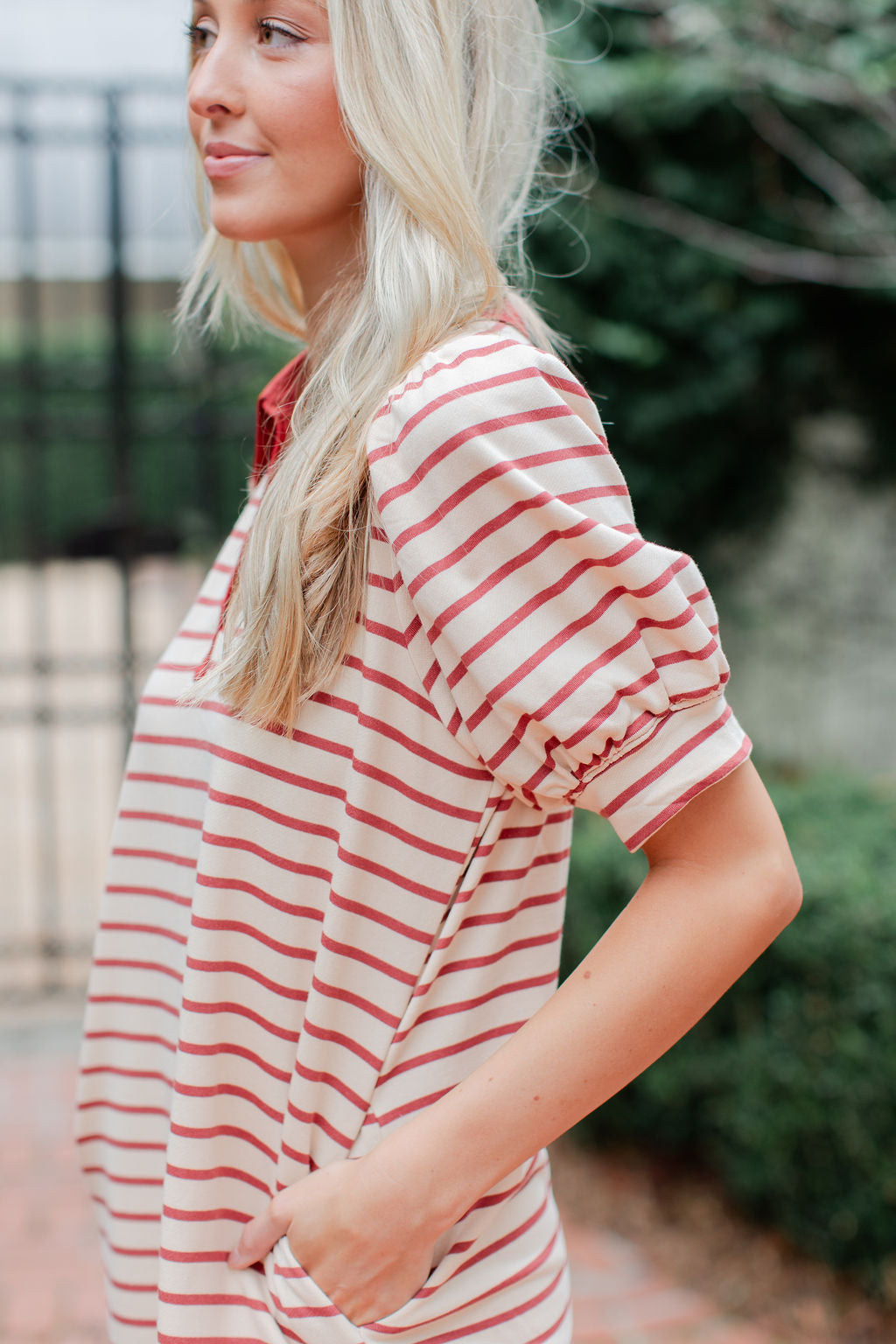 COLLARED STRIPE DRESS