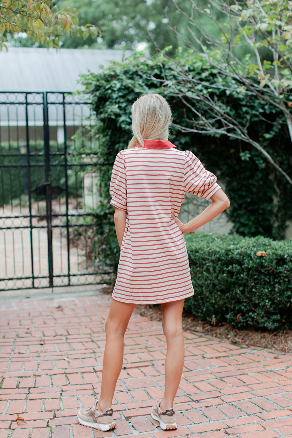 COLLARED STRIPE DRESS