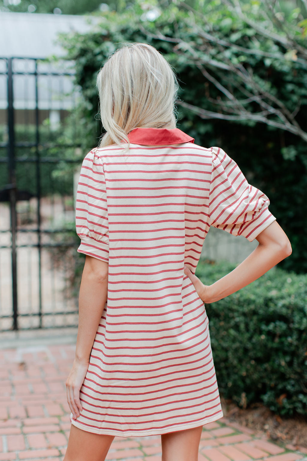 COLLARED STRIPE DRESS