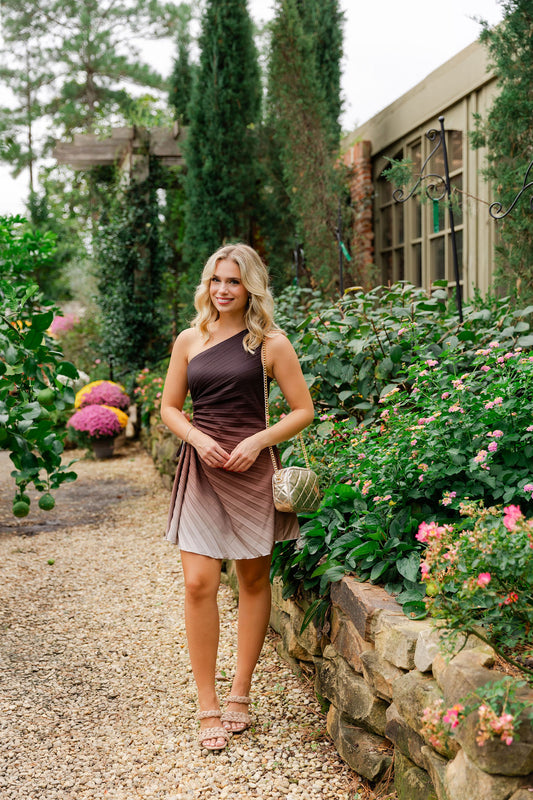 One Shoulder Pleated Dress