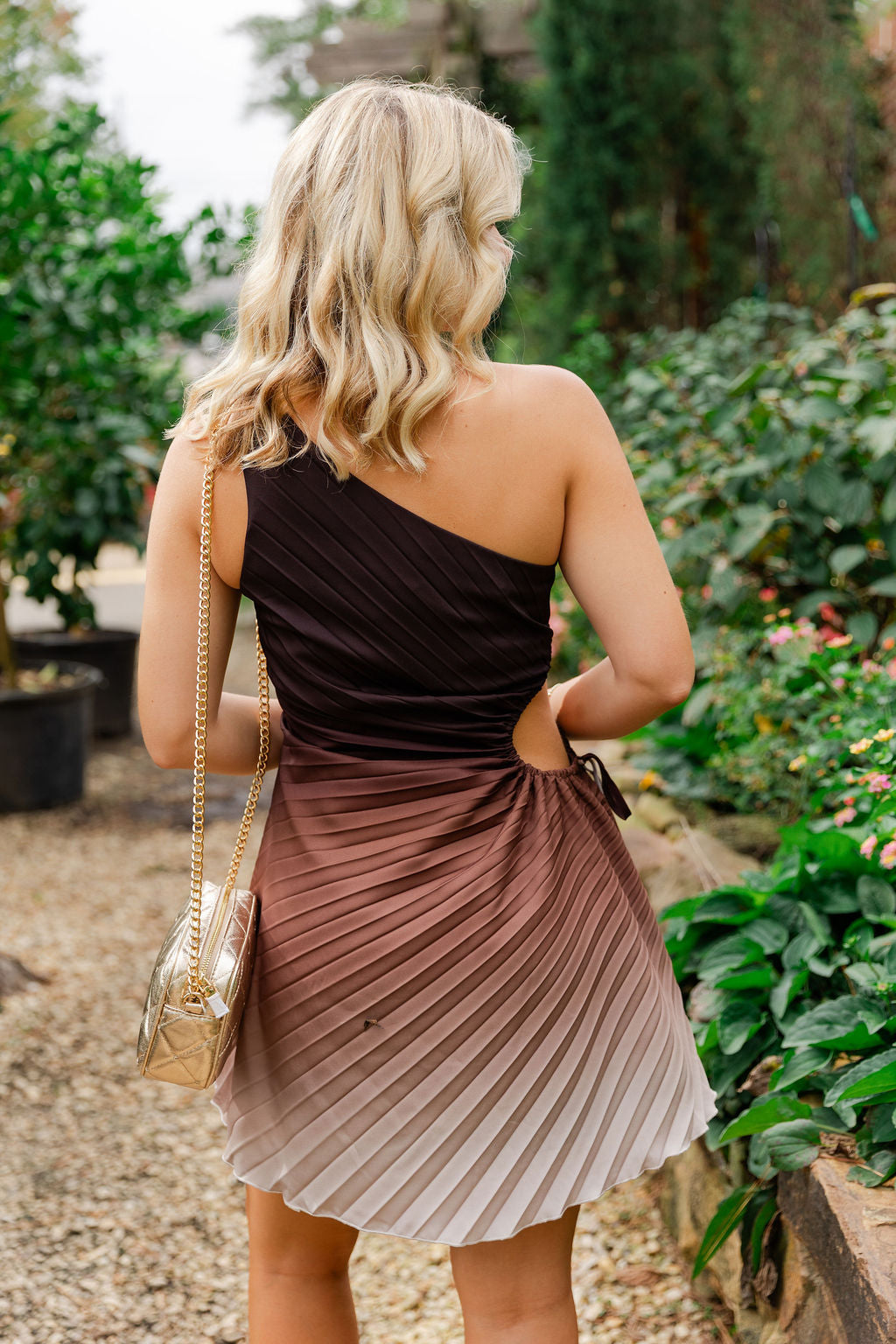 One Shoulder Pleated Dress