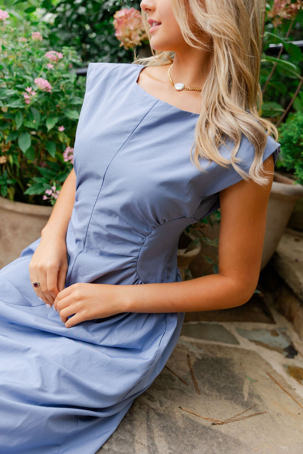 Side Panel V Back Midi Dress