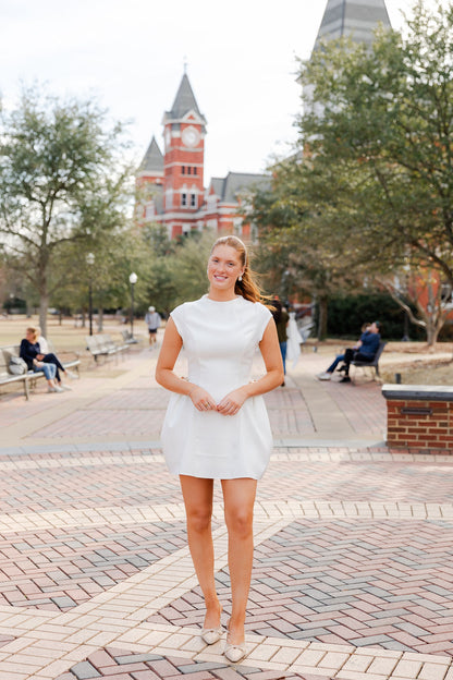 Round Neck Gold Accent Mini Dress