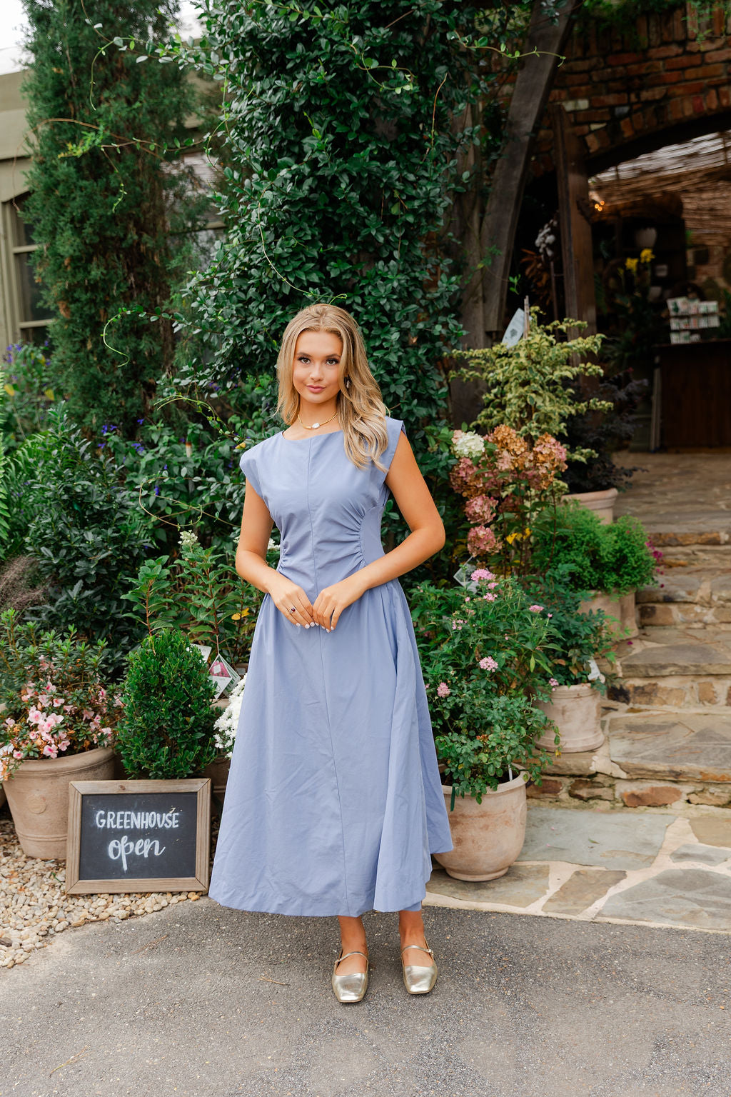 Side Panel V Back Midi Dress