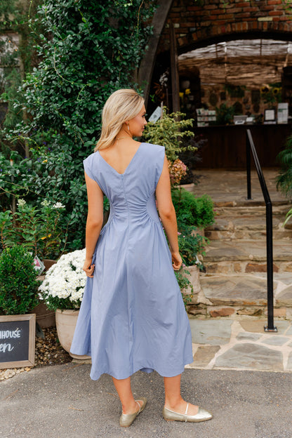 Side Panel V Back Midi Dress