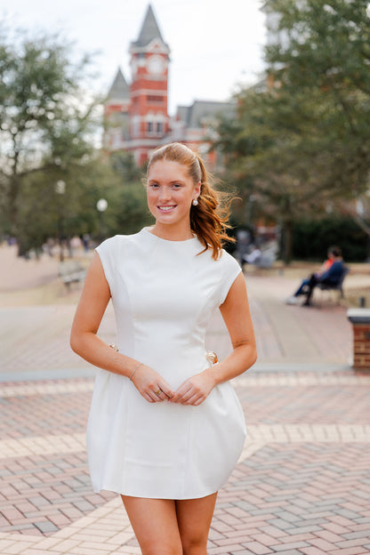 Round Neck Gold Accent Mini Dress