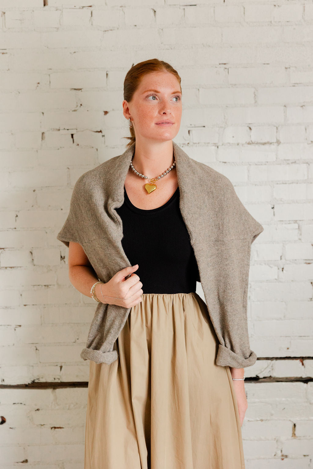 Ribbed Top Woven Skirt Dress