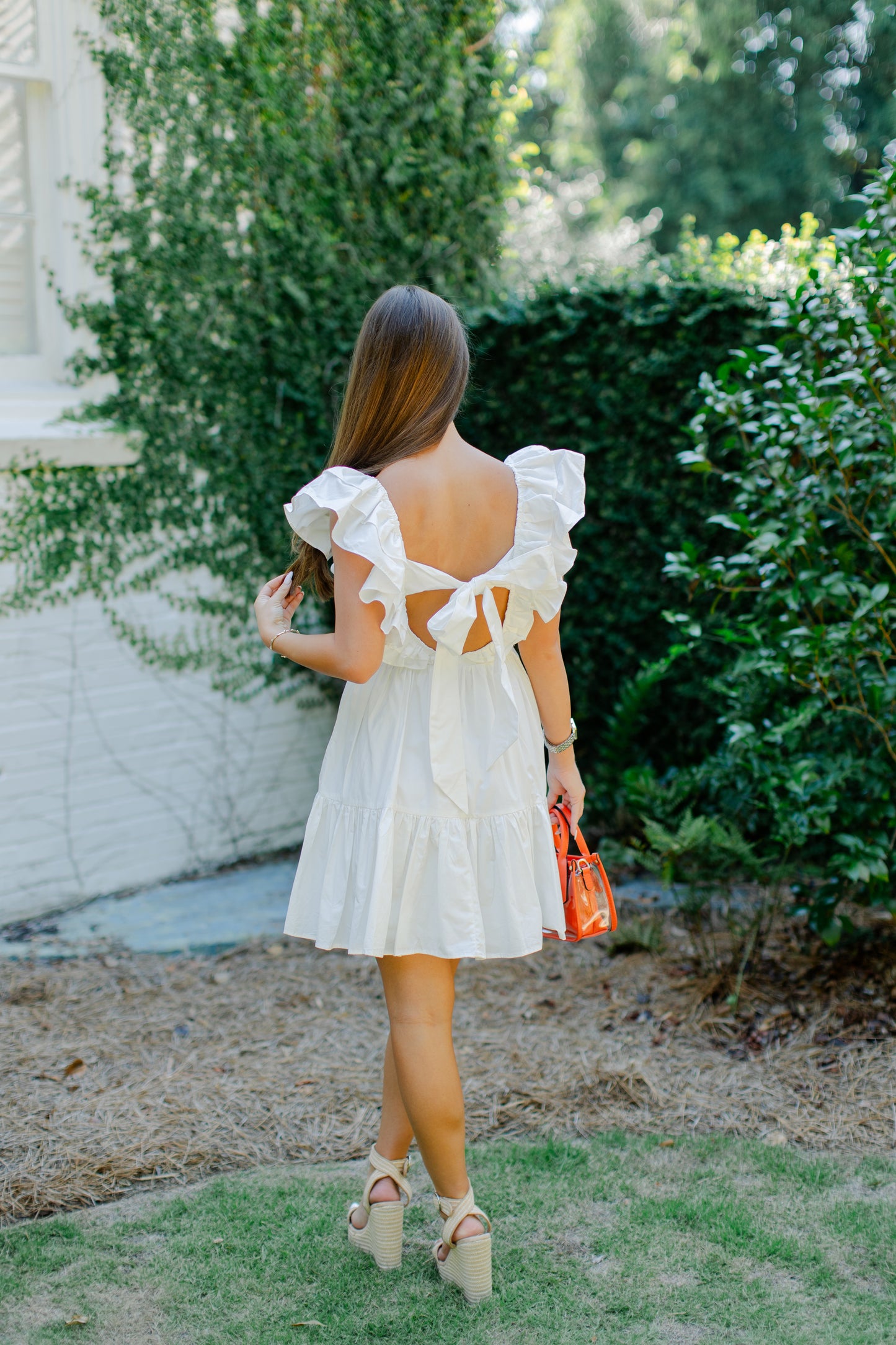 RUFFLE SLEEVE CUTOUT MINI DRESS
