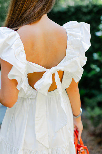 RUFFLE SLEEVE CUTOUT MINI DRESS