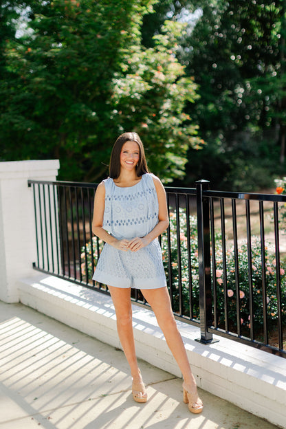 Eyelet Shorts & Sleeveless Top Set
