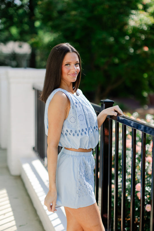 Eyelet Shorts & Sleeveless Top Set