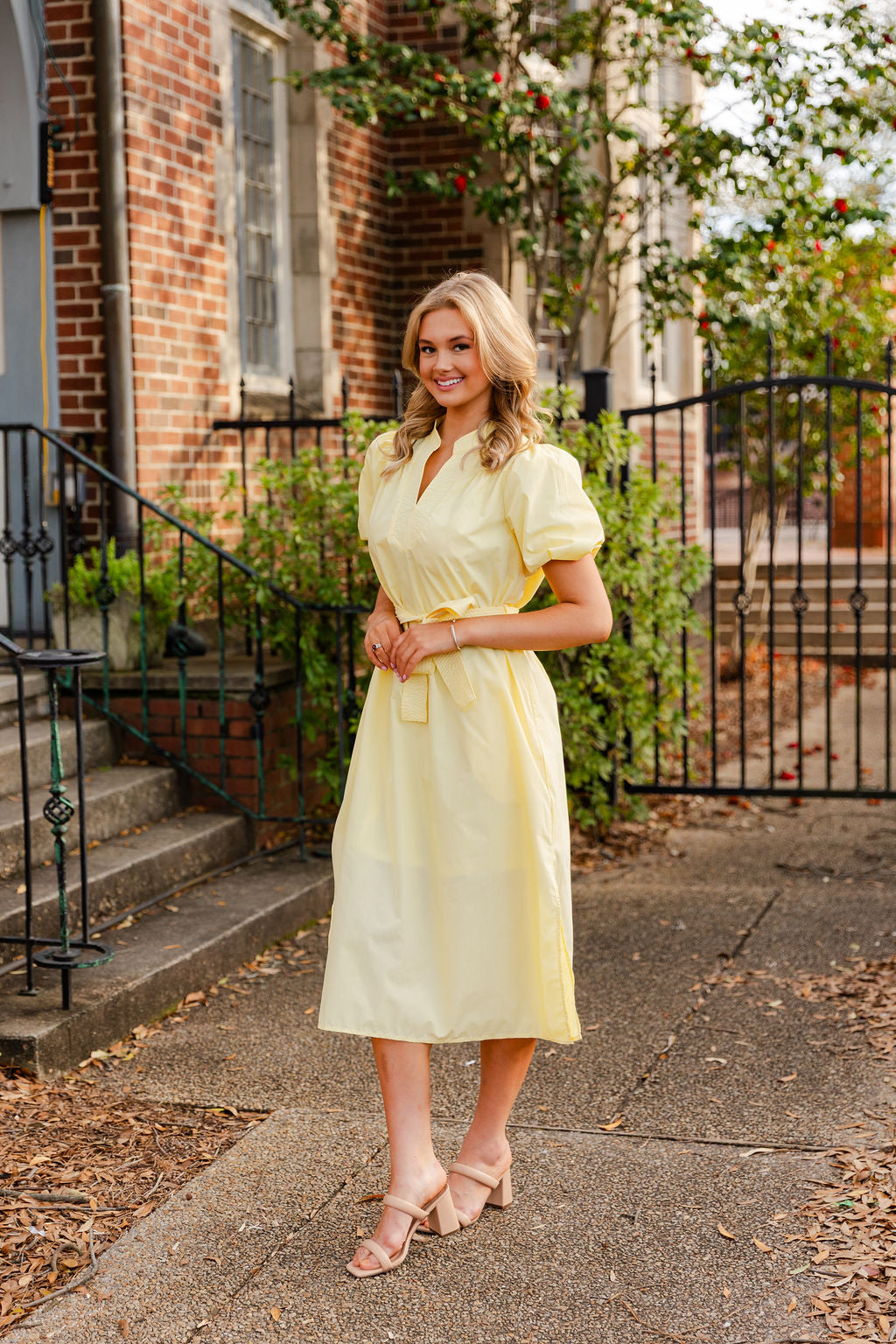 Short Sleeve Tie Waist Midi Dress