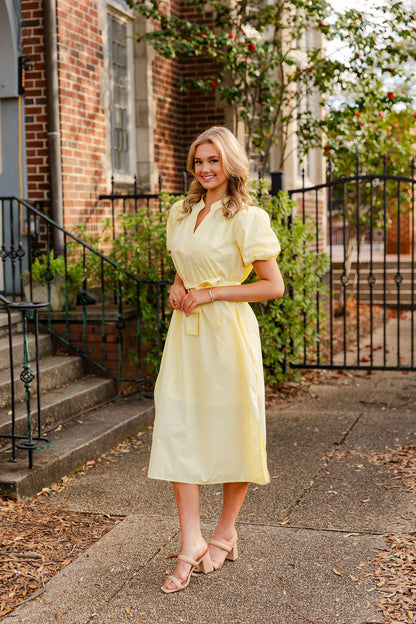 Short Sleeve Tie Waist Midi Dress