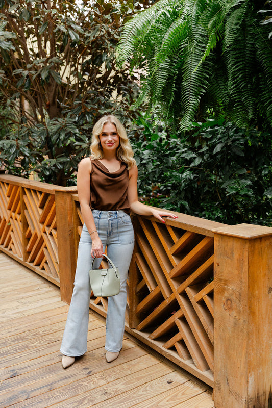 Satin Drape Neck Top