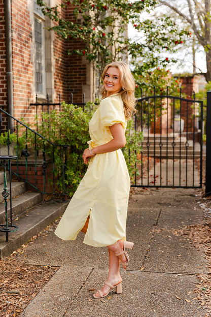 Short Sleeve Tie Waist Midi Dress