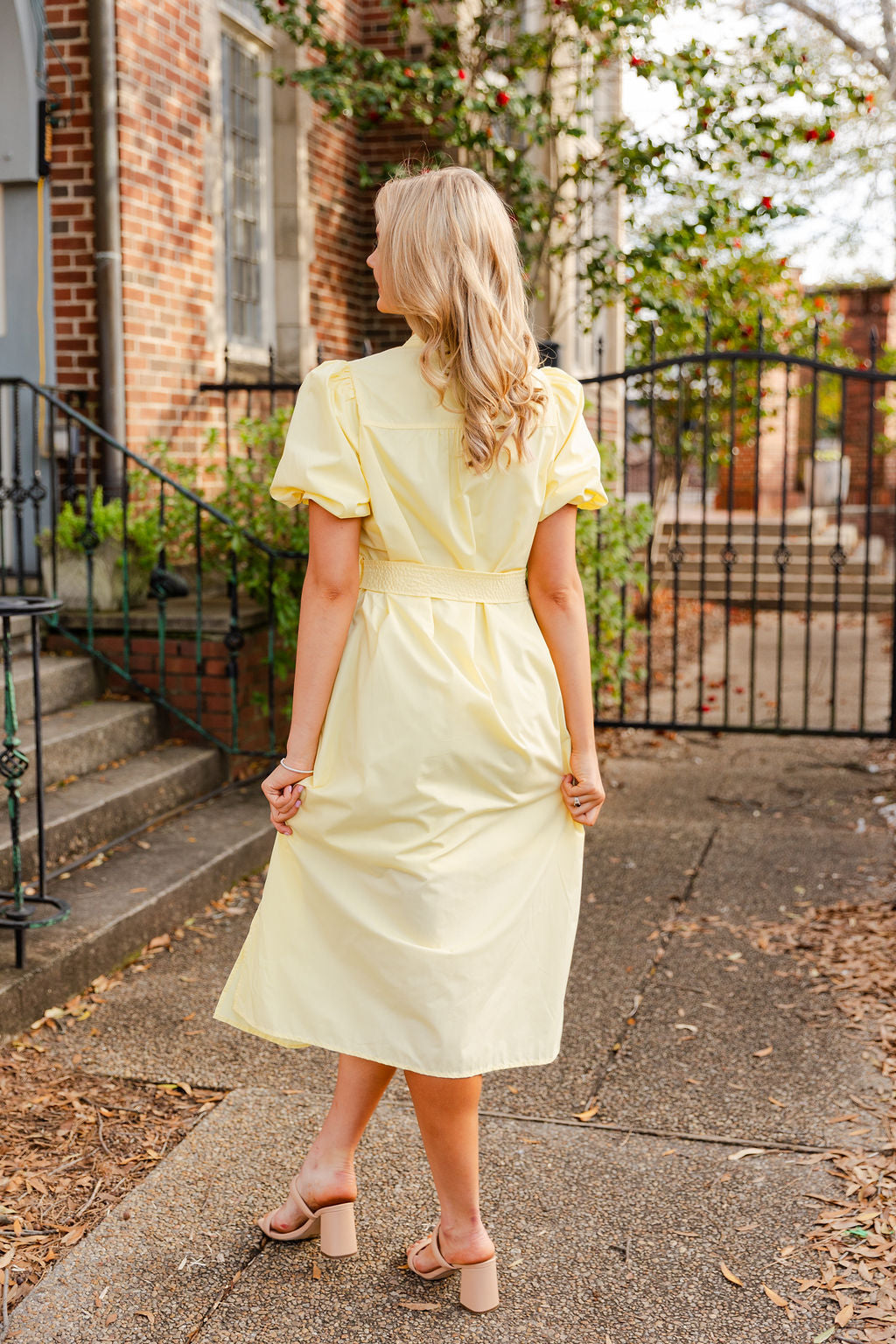 Short Sleeve Tie Waist Midi Dress