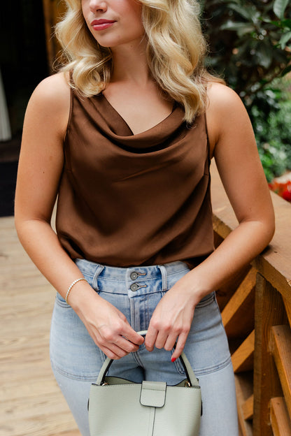 Satin Drape Neck Top