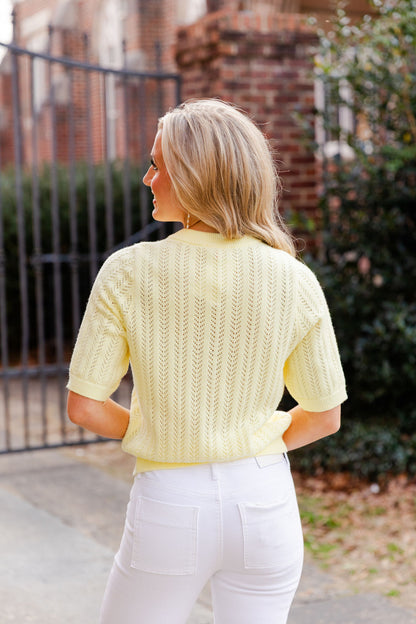 Short Sleeve Knit Button Down Top
