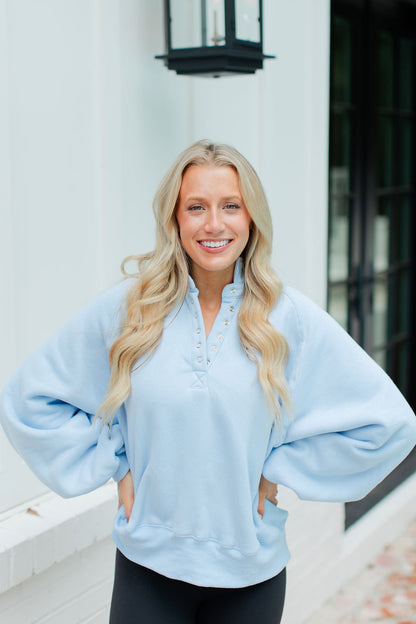 Snap Button Collared Pullover