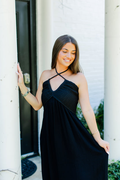 WASHED GAUZE WITH CROCHET TOP CONTRAST DRESS