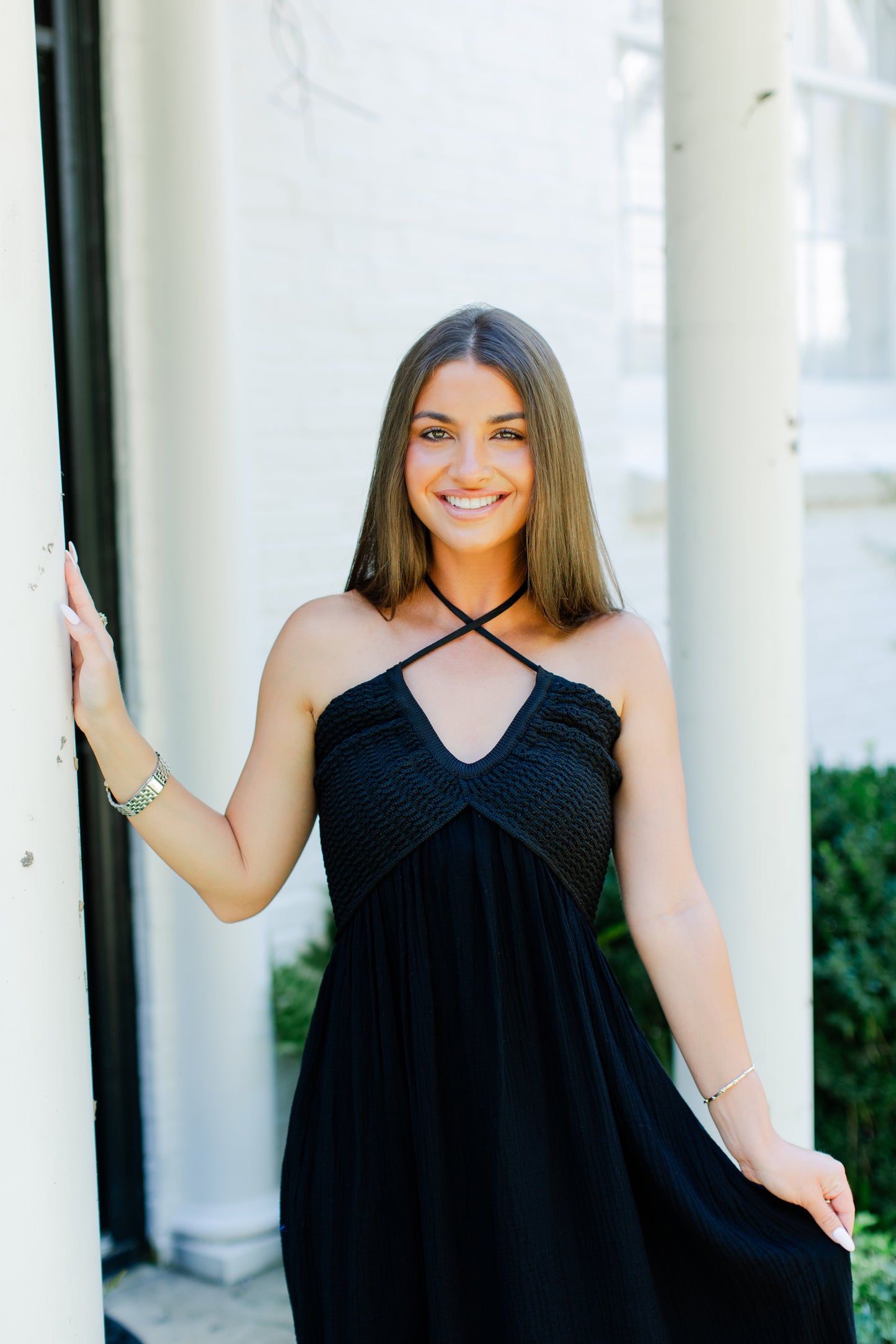 WASHED GAUZE WITH CROCHET TOP CONTRAST DRESS