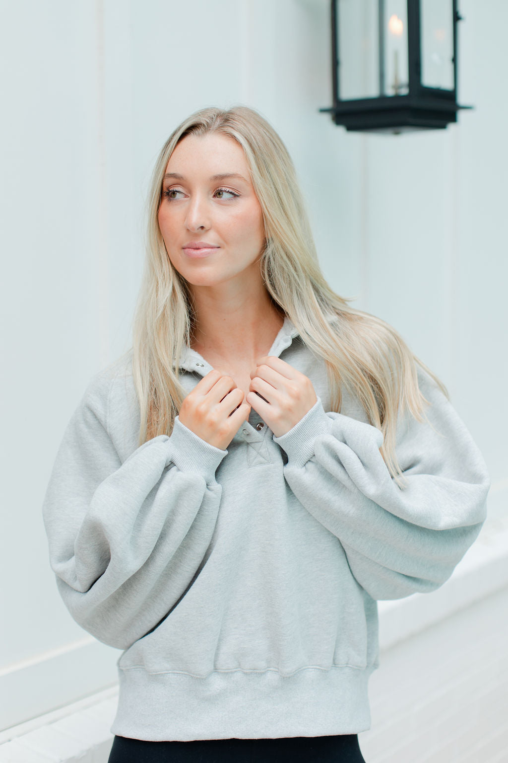 Snap Button Collared Pullover