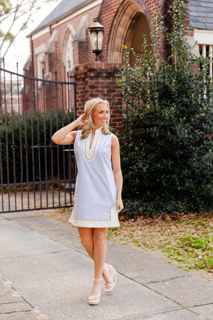 Sleeveless Vertical Stripe Patterned Dress