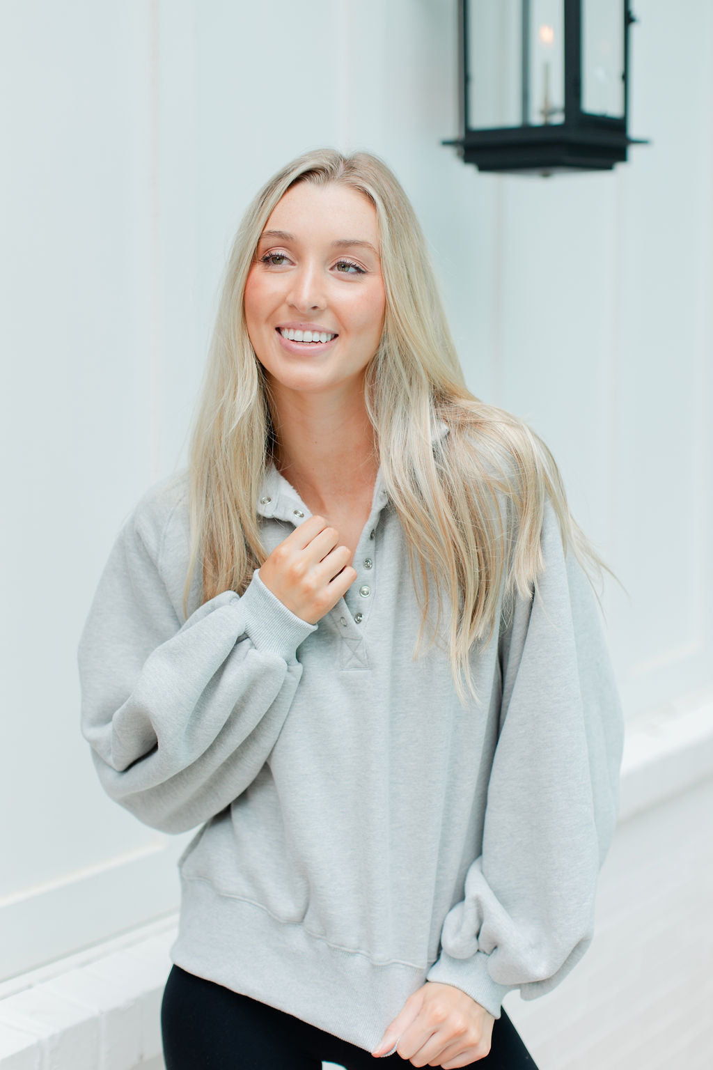 Snap Button Collared Pullover