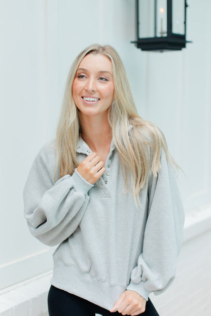 Snap Button Collared Pullover