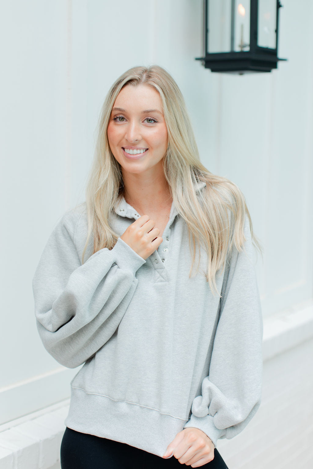 Snap Button Collared Pullover