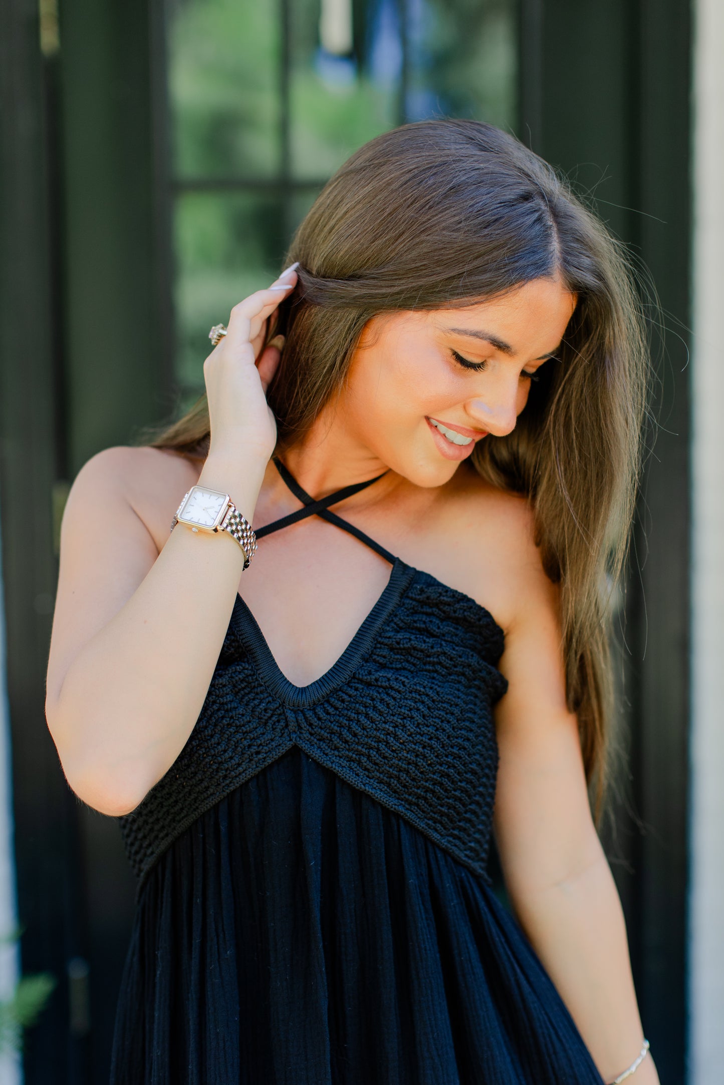 WASHED GAUZE WITH CROCHET TOP CONTRAST DRESS