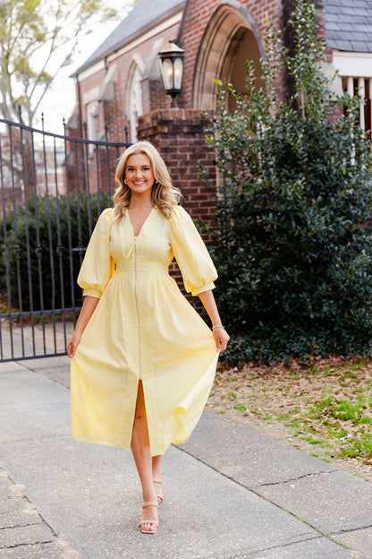 Smocked Waist Front Zip Dress
