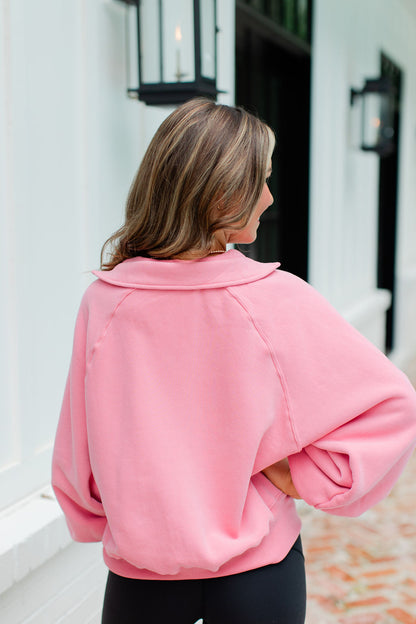Snap Button Collared Pullover