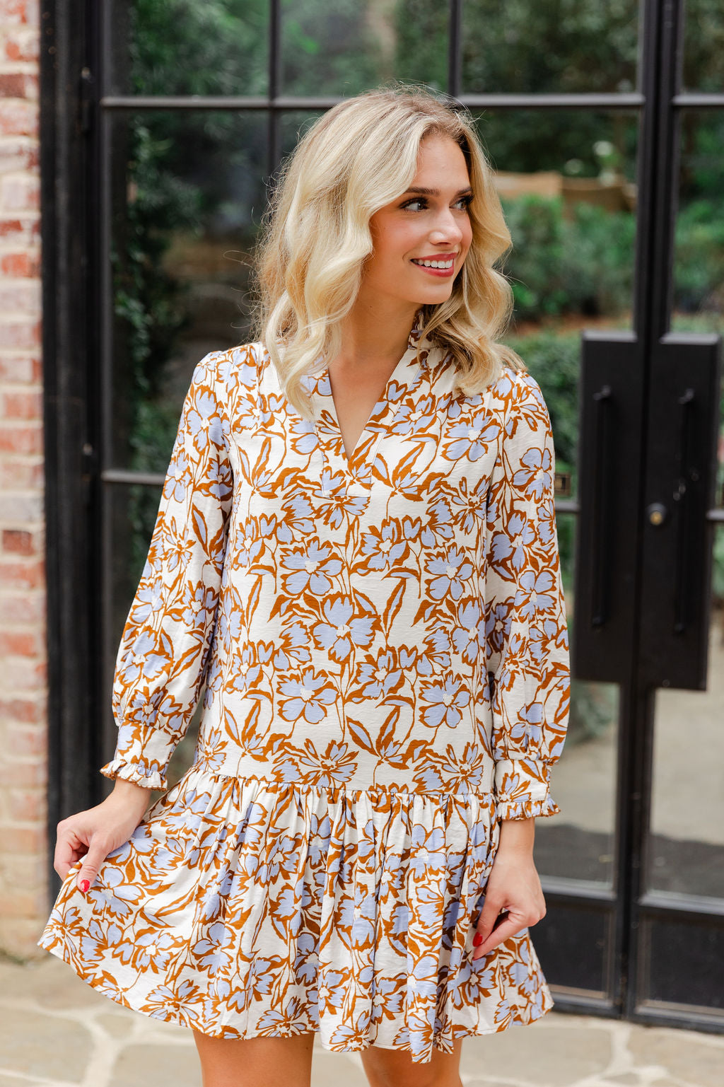 Floral Print Drop Waist Mini Dress