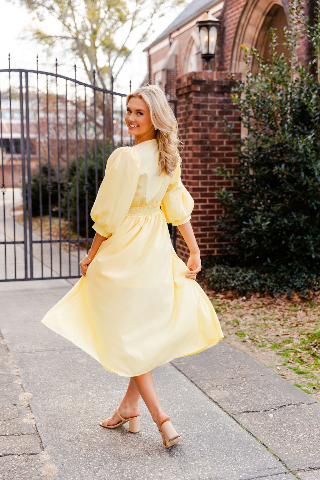 Smocked Waist Front Zip Dress