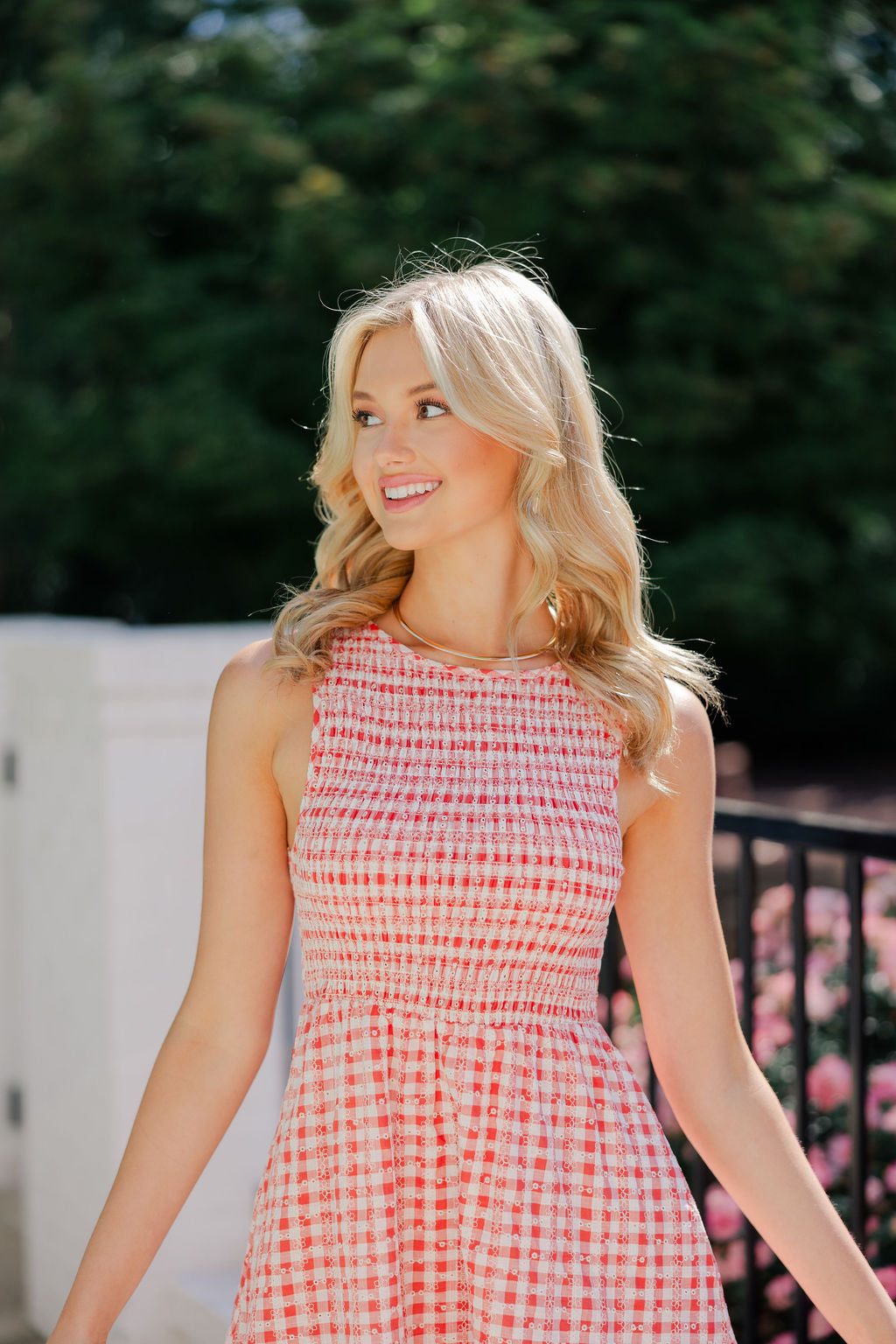 Sleeveless Gingham Dress