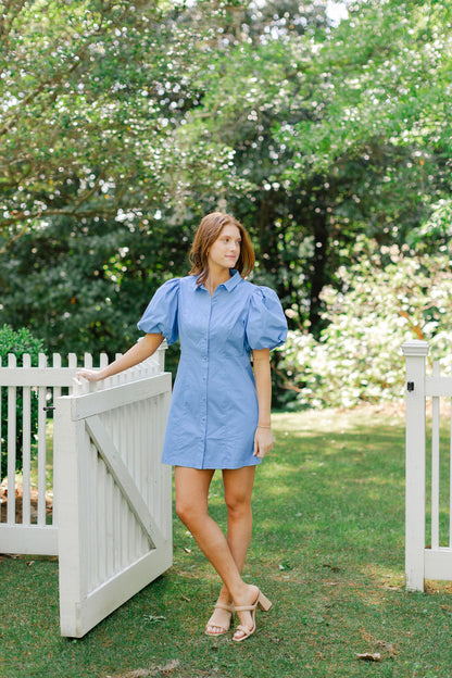 Puff Sleeve Button Up Dress