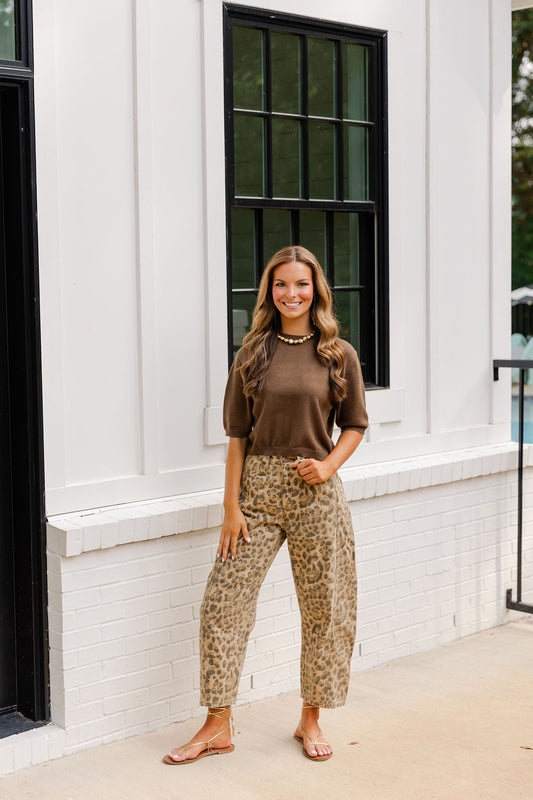 Leopard Denim Pants