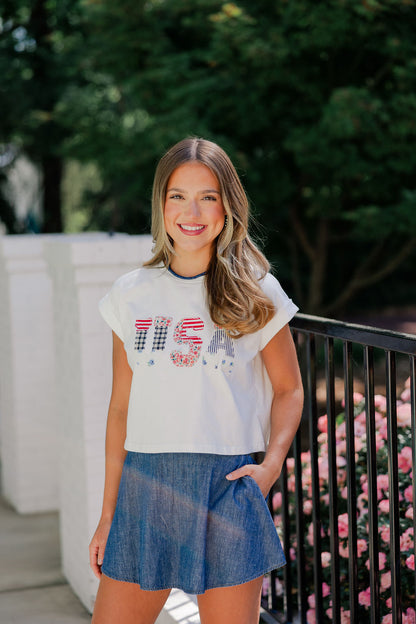 USA Crop Tee