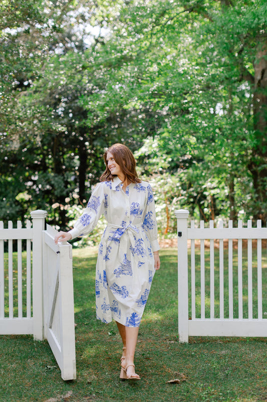 Toile Print Midi Dress